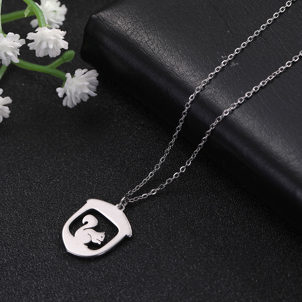 Skyrim Leuke Eekhoorn Rvs Hanger Ketting Vrouwen Link Chain Animal Charm Kettingen Sieraden Voor Meisjes