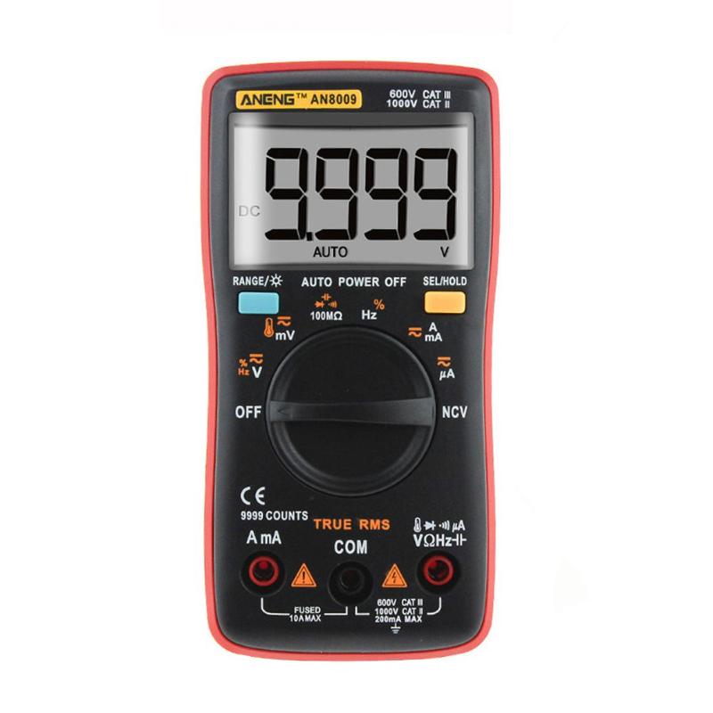 Aneng AN8008 AN8009 Digitale Multimeter Met Achtergrondverlichting 9999 Telt True-Rms Ac Dc Voltage Ammeter Huidige Ohm Tester Auto bereik: AN8009 red