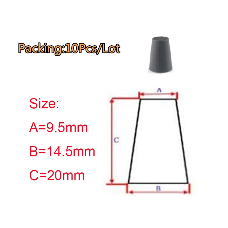 Black Stoppers Sealing End Cover Caps /High Temp Bungs /Conical Silicone Rubber Plug /Flask Tapered Tube /Masking Hole Stopper: 9.5x14.5x20mm-10PCS