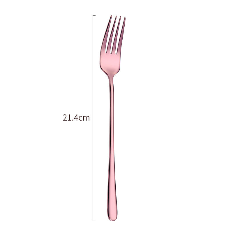 Vacclo 304 Stainless Steel Dinner Fork Tableware Gold-Plated Magic Fork Colourful Dessert Fork With Long Handle Drinking Tools: rose gold