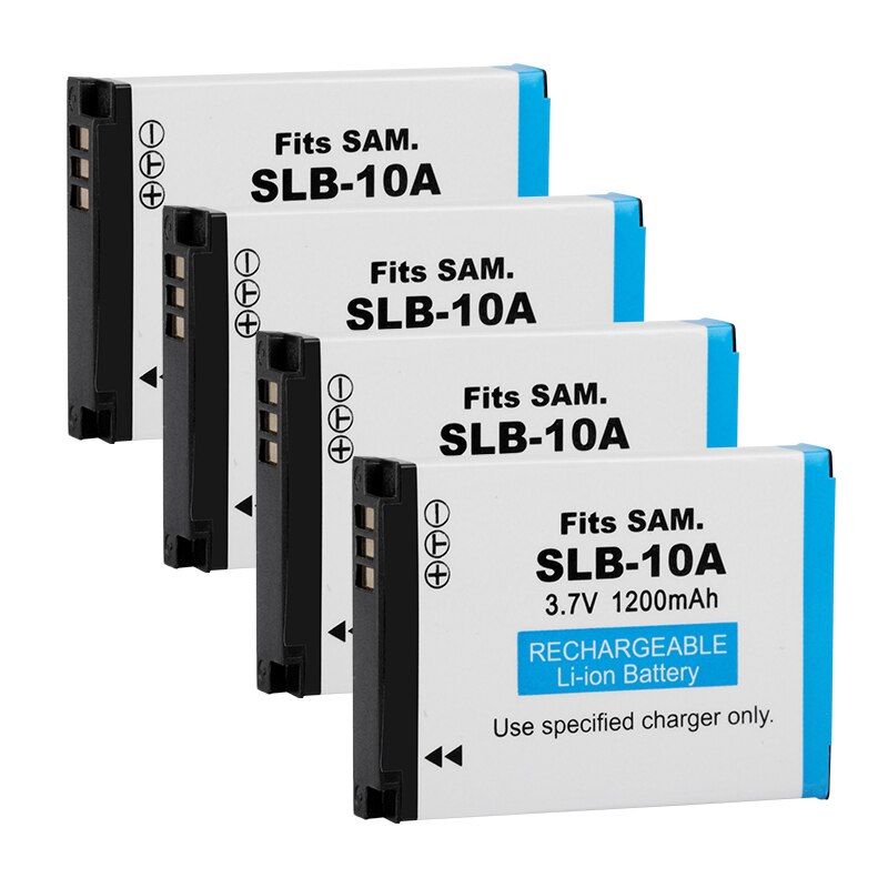 Batteria della macchina fotografica di SLB-10A SLB 10A 1200mAh per le batterie di Samsung PL50 60 65 800 SL820 WB500 WB550 HZ10W esso100 L100 L110 L200 L210: 4batteria