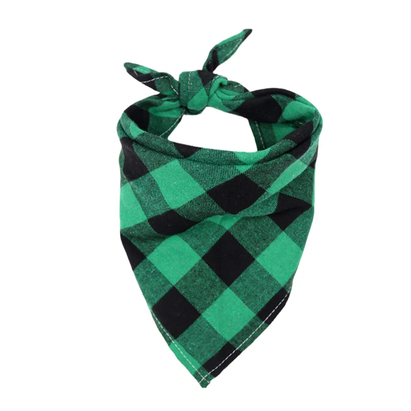 Bavoirs en coton pour grands chiens, Bandana pour chiens de taille moyenne et grande, écharpe triangulaire classique à carreaux pour animaux de compagnie, Golden Retriever, accessoires pour animaux de compagnie: S / green
