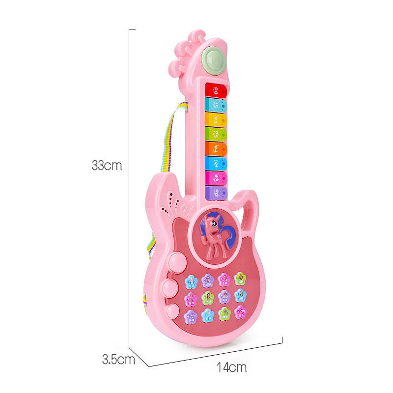 bouton de guitare électrique pour enfants à trois modes, jouet de dessin animé, Piano, jouet éducatif pour l'éducation précoce des enfants, Instrument de musique