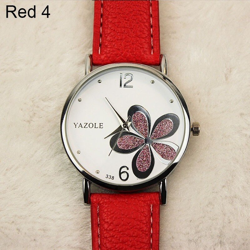 Watches Women Leather Strap Flower Female Clock Ladies Quartz Wrist Watch Montre Femme Relogio Feminino