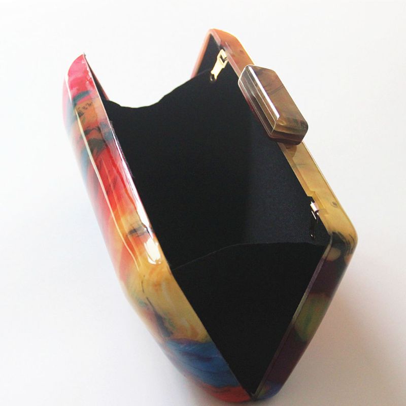 Frauen Acryl Blume drucken Abend Tasche Party Geldbörse Abendessen Kupplung Braut Handtasche