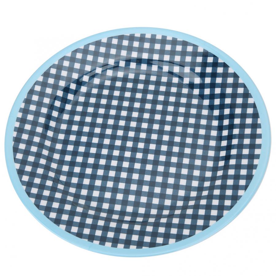 Assiette belle forme ronde | Assiette de 22mm de diamètre, belle assiette de forme ronde, accueil Restaurant hôtel cuisine dîner vaisselle de cuisine: Blue Plaid