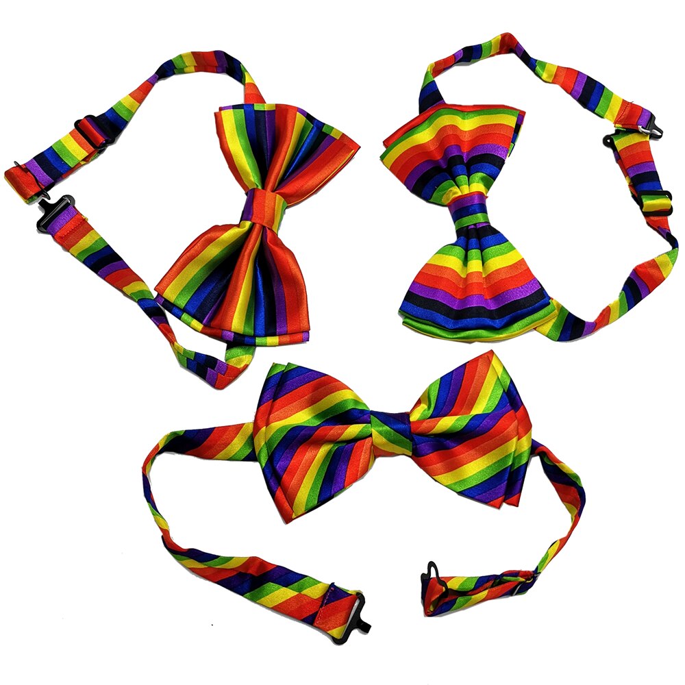 12*7.5 CM Unisex Adult Double layer Colorful Rainbow Bow Tie Striped Neck tie men and women shirt match for wedding