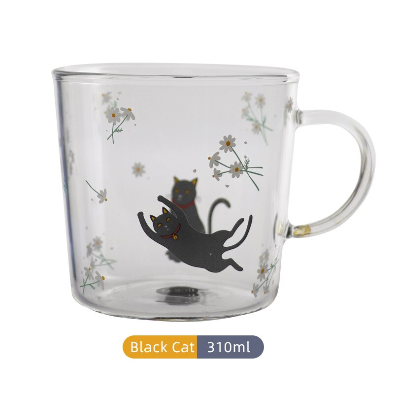 Unbreakable Wine Glasses Clear Juice Beer Glasses Coffee Glasses Shatterproof Bar Wine Glasses: Black Cat