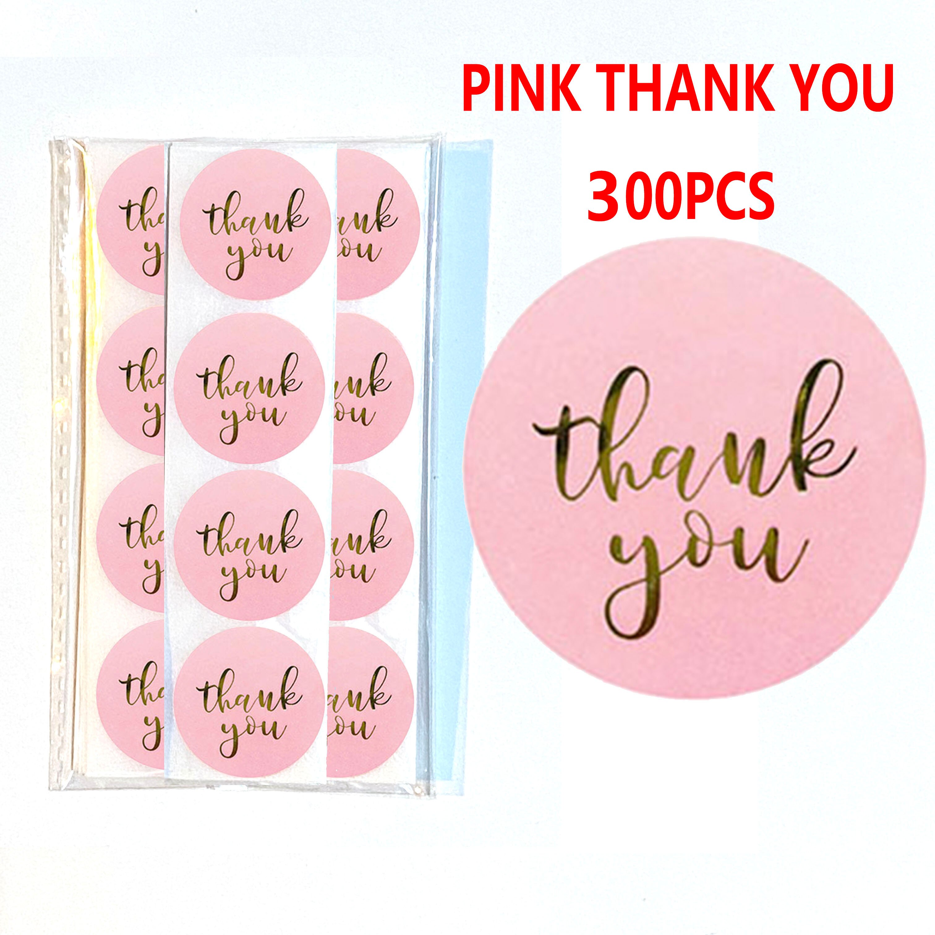 500pcs Thank You Label Sticker Scrapbooking Handmade With Love Envelope Packaging Thank You For Your Order Stickers Business: 300pcs pink ty