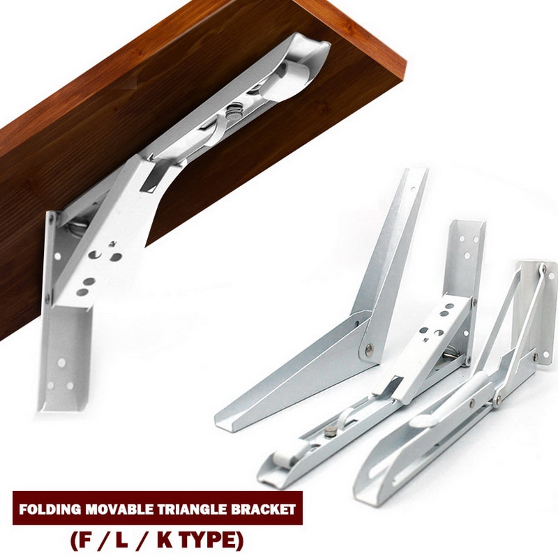 Hardware vægmonteret heavy duty pladsbesparende hjem k form foldehylde beslag holdbar støtte rustfrit stål opbevaring 2 stk.