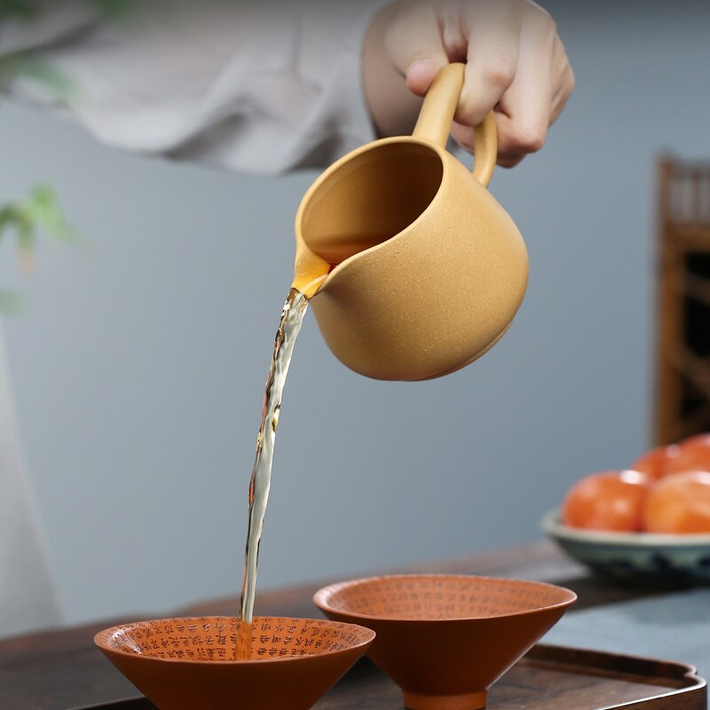 TaoYuan 】 yixing undressed ore purple sand cup pure manual kung fu tea fair period of mud making tea cup cup 260 cc