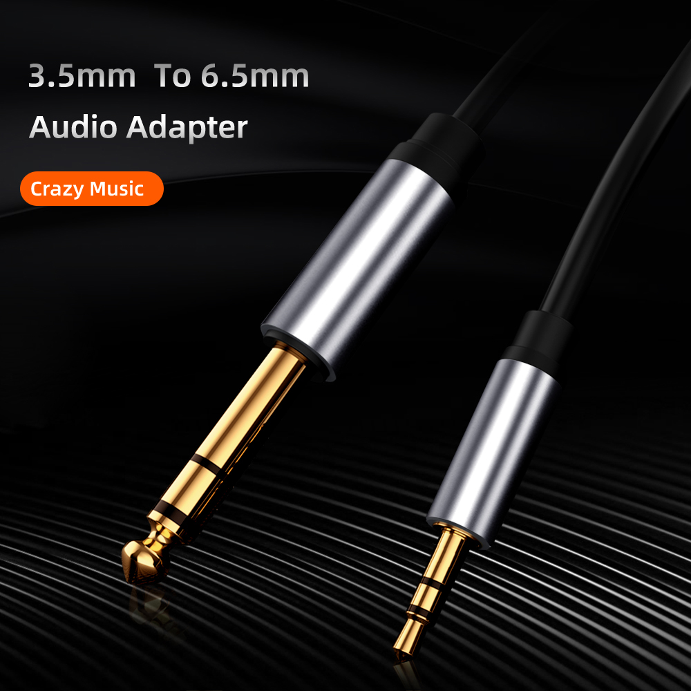 Adaptador de Audio TRS de 3,5mm a conector de 6,35mm, Cable estéreo auxiliar chapado en oro de 6,5 a 3,5 para PC, mezclador de auriculares, amplificador de guitarra y altavoz