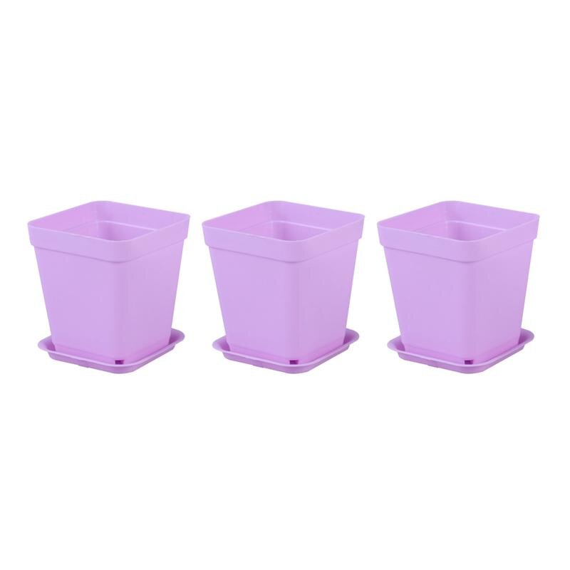 6 stk blomsterpotter planter planter potter potter til saftige planter (hver 3 of små lys, lyseblå bund): Lilla