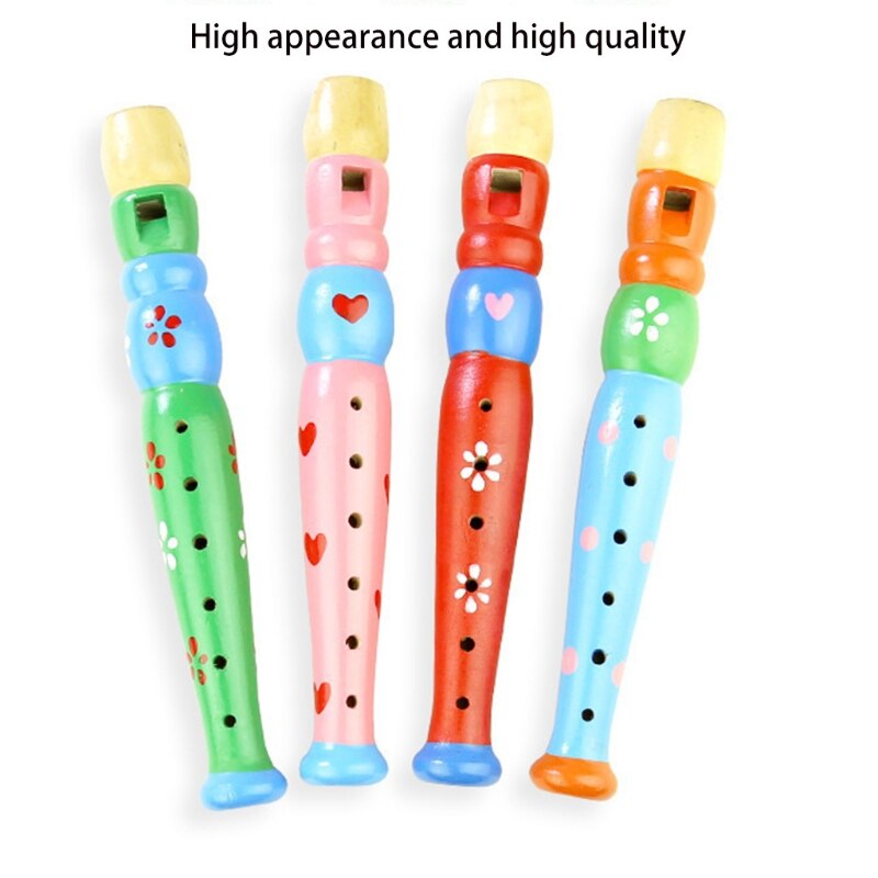 4 Pieces Childrens/beginners Wooden Cartoon Recorder for Children and Beginners