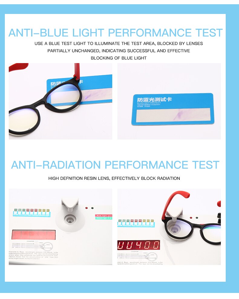 Pyöreä sininen valo lasten silmälasit lasten optiset kehykset silmälasit pojat tytöt tietokone läpinäkyvät estävät heijastamattomat silmälasit