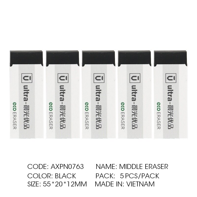 Andstal 10pcs/lot Japanese White Eraser M&amp;G Kawaii Rubber Erasers Mini pencil eraser gum set for school supplies rubbers: 5pcs middle black