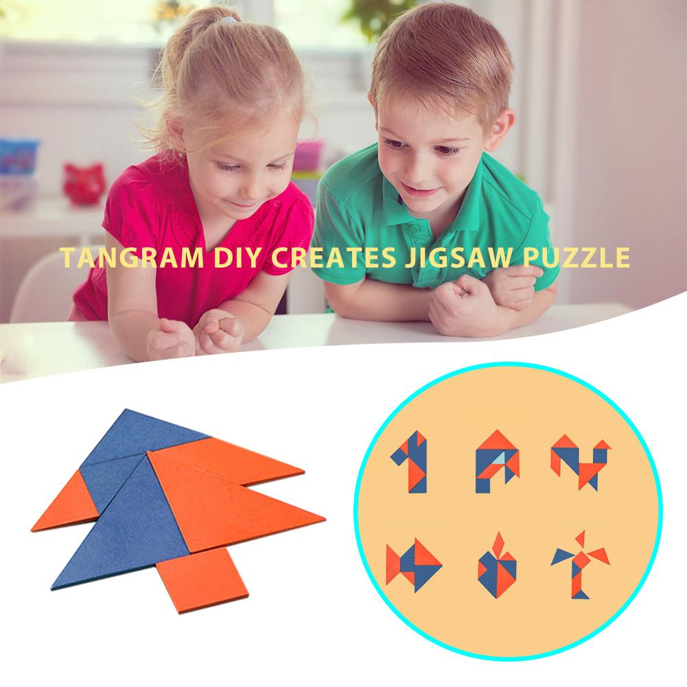 2 Sets Van Jigsaw Puzzletoy Kinderen Onderwijs Voordeel Intellectuele Puzzel Onderwijs Aid Tangram Diy Houten Puzzel