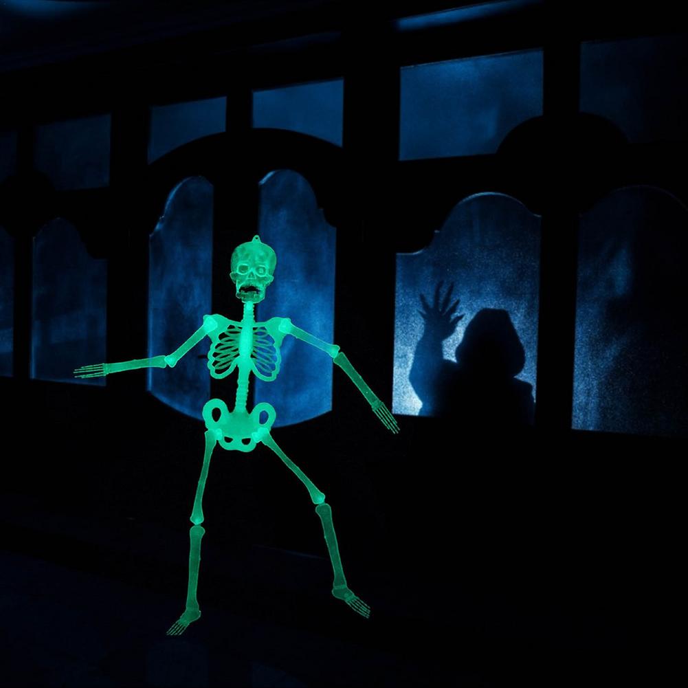 Halloween Lichtgevende Schedel Skelet Body Eng Speelgoed Spookhuis Lastig Prop Fluorescerende Spoof Speelgoed Grappig