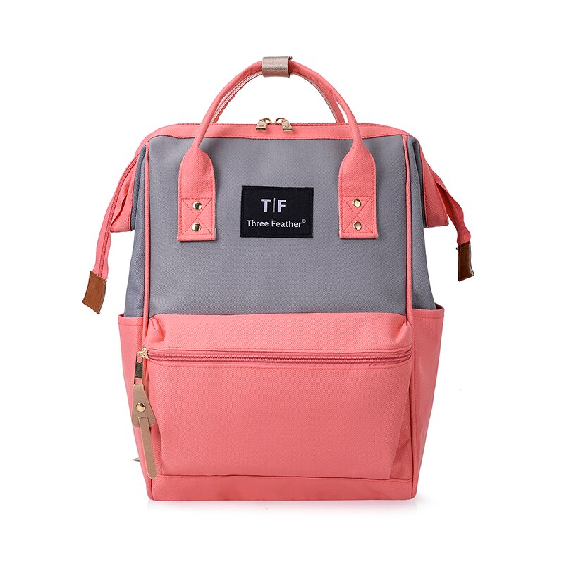 Women Waterproof Backpack Youth Korean Style Shoulder Bag Laptop Schoolbags For Teenager Girls Mochila Rugzak Sac A Dos: pink-gray