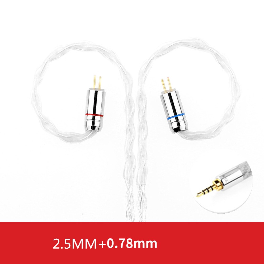 Newest TRN T3 8 core silver cable Upgrade Earphone Cable 3.5/2.5mm MMCX/2Pin Connector For TRN V90 BA5 ST1 V80 T3 P1 T4 ZSX C12: 2.5mm 0.78mm