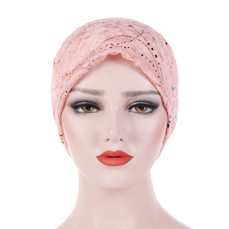 Turbante de encaje fino para mujer, gorros musulmanes de algodón sólido para hijab, turbantes para mujer, turbante árabe para mujer, hijab femenino