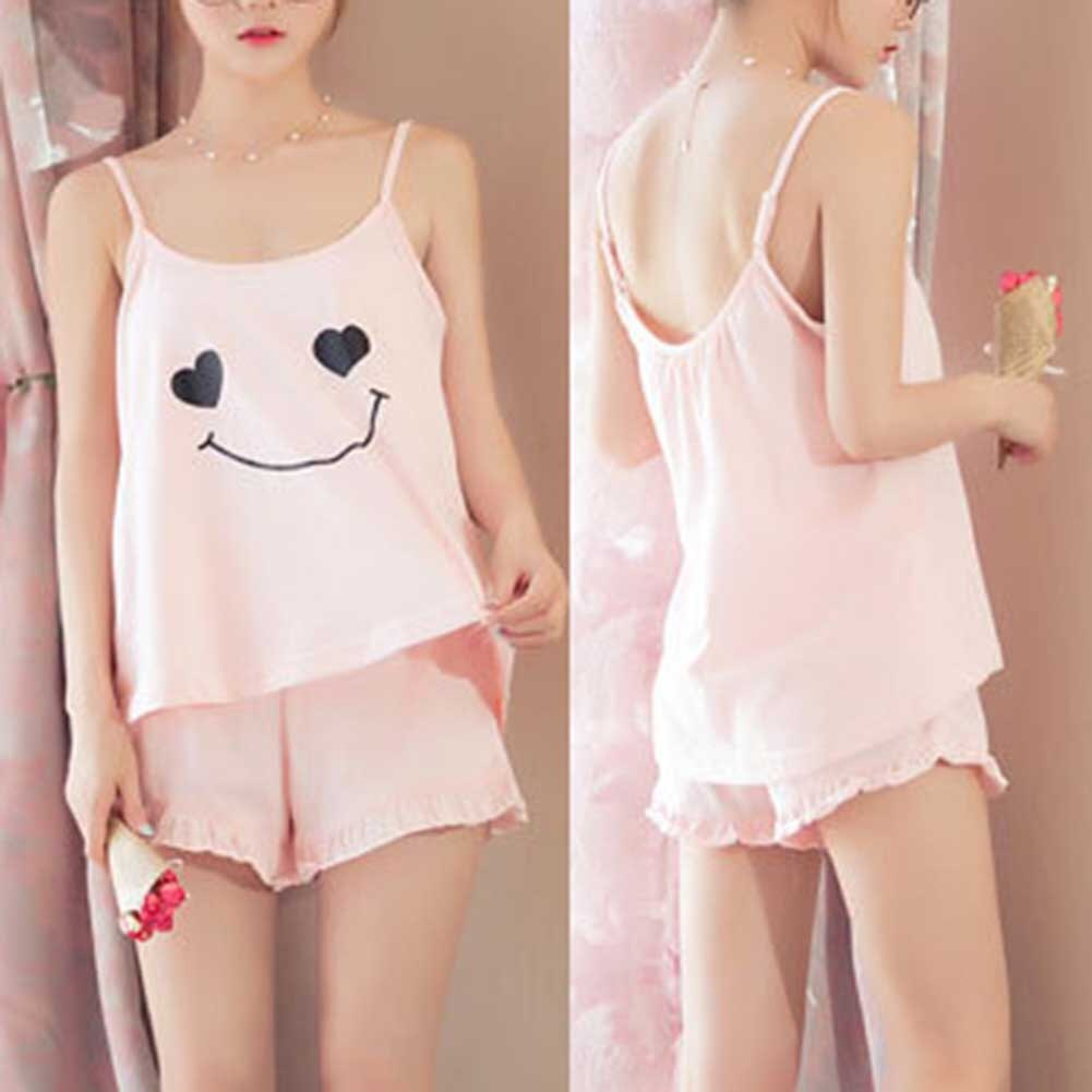 （Free ）Newly Women Girl Lady Sleeveless Nightgown Set Pajamas Sleepwear Summer Sling Comfortable For Home FIF66