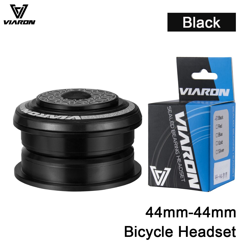 VIARON Fahrrad Headset 42mm 52mm CNC 1 1/8 &quot;-1 1/2&quot; MTB Lagerbier Gerade Verjüngt Rohr gabel Spalte Lenk Integrierte System: Schwarz 44mm-44mm