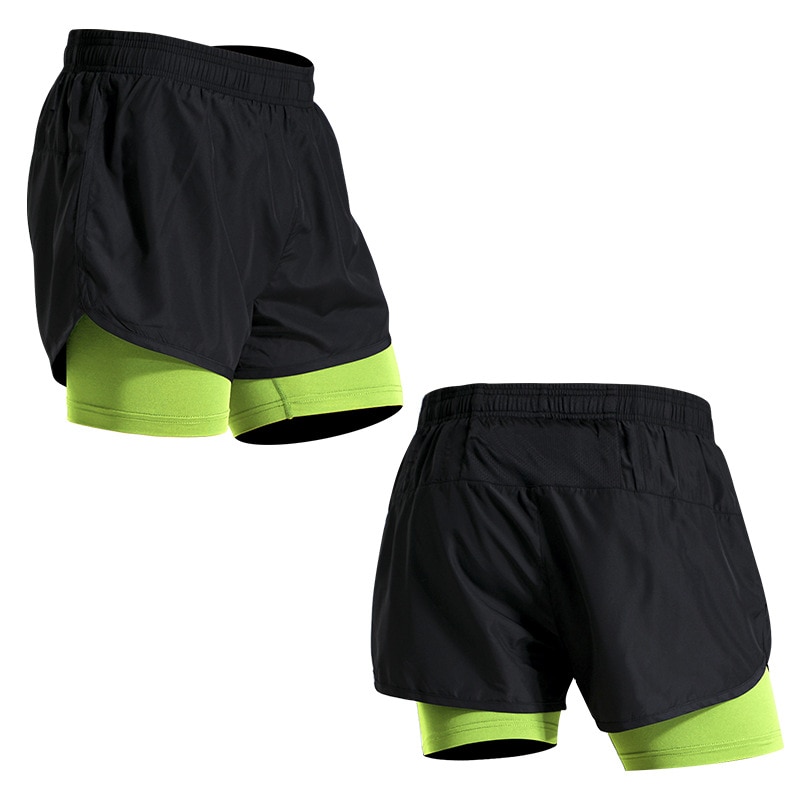 Heren 2 in 1 Running Shorts Gym panty Heren Sport Shorts Sneldrogende Training Oefening Joggen Fietsen Shorts met longerLiner