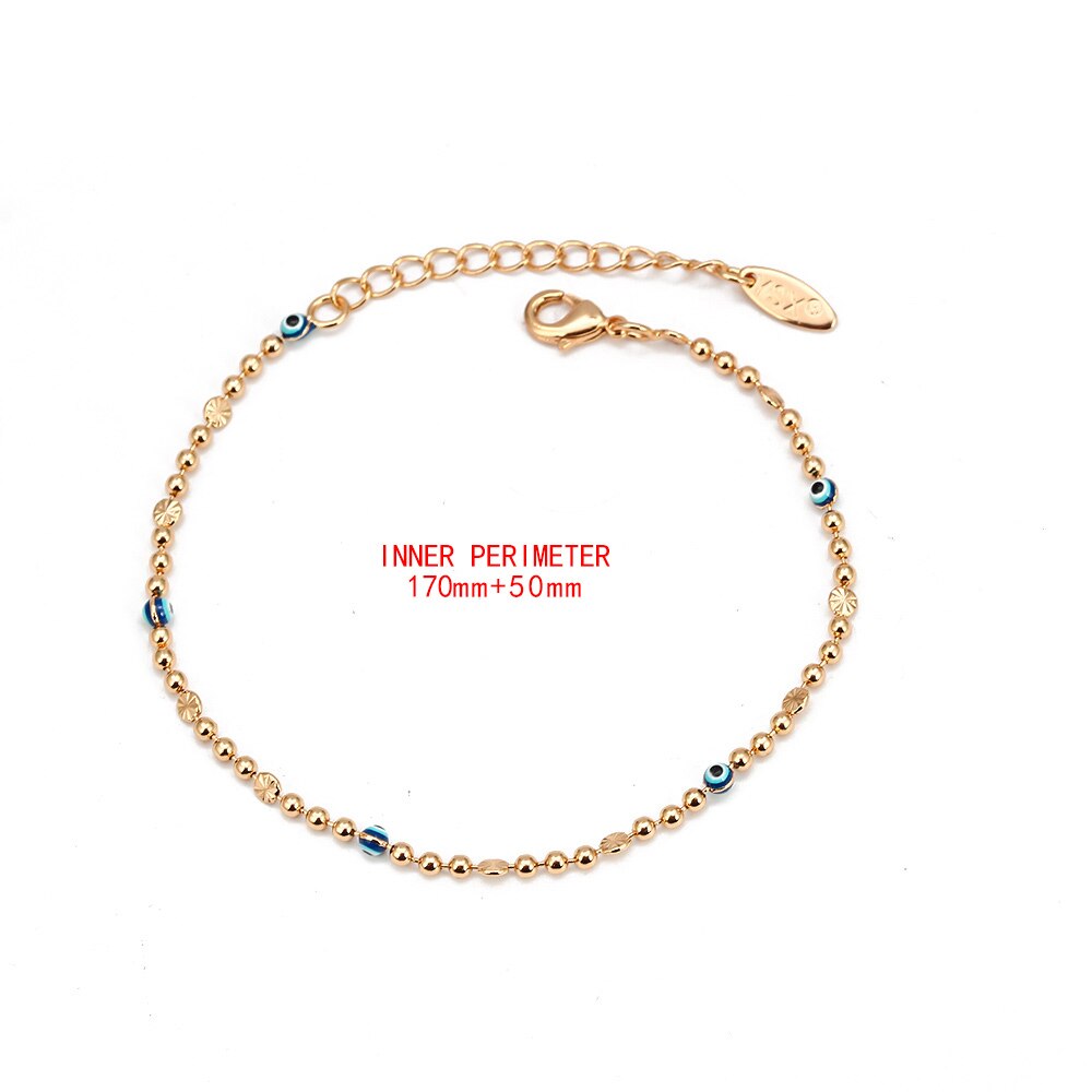 Bracelet de cheville mauvais œil turc bleu porte-bonheur, perle de couleur or argent, chaîne de pied réglable pour femmes et filles, bijoux BD319