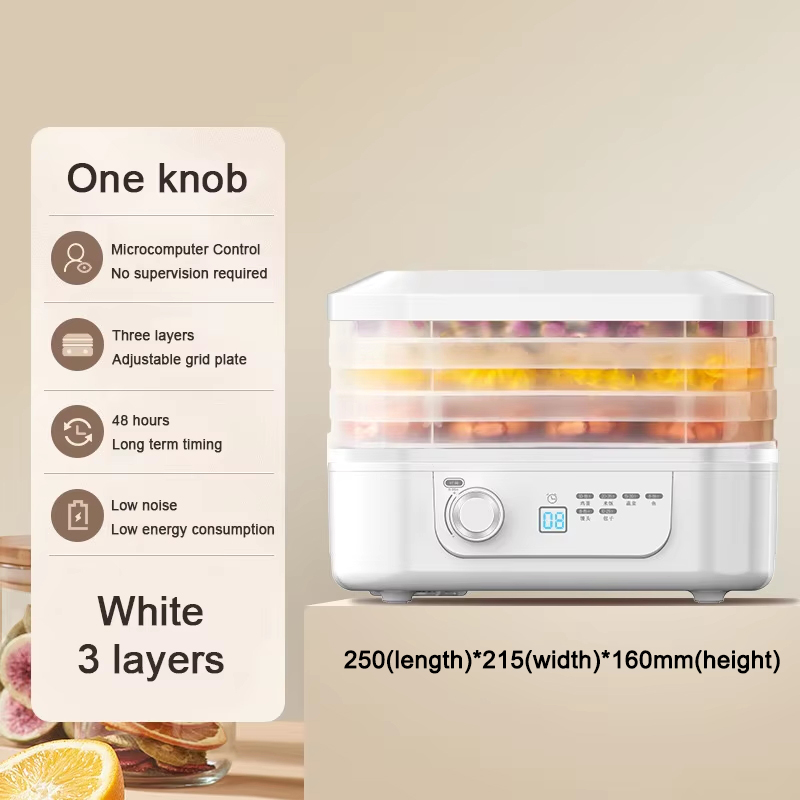 Secador de aire multifunción para frutas secas, máquina de secado de carne, verduras y hierbas, temporizador Digital, Control de temperatura, deshidratador de alimentos, 5 bandejas: Gris oscuro / 220 V