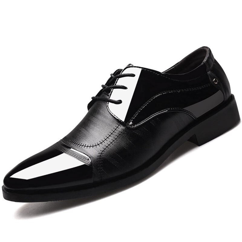 Business Luxury OXford Shoes Men Breathable Leather Shoes Rubber Formal Dress Shoes Male Office Party Wedding Shoes Mocassins ty: Black PU Leather / 7