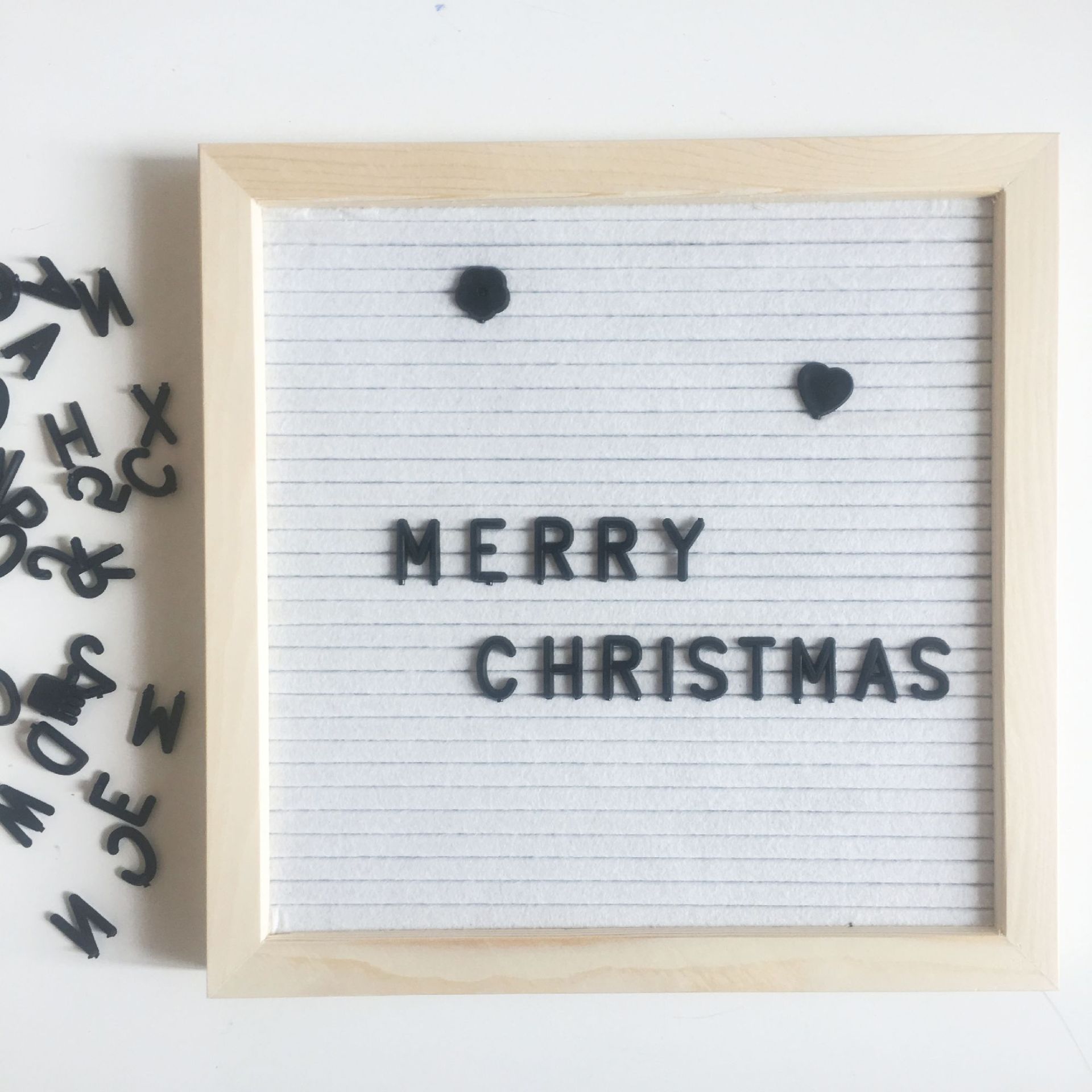 Vilt Brief Board Houten Frame Kantoor Verwisselbare 25X25Cm Boards Symbolen Bericht Cijfers Home: White