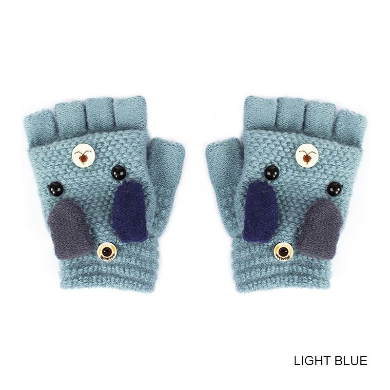 ¡Novedad! guantes con solapa de dibujos animados para bebé REAKIDS, lindos guantes tejidos para niños, guantes cálidos para niños, guantes con solapa de invierno para niñas y niños: Light blue