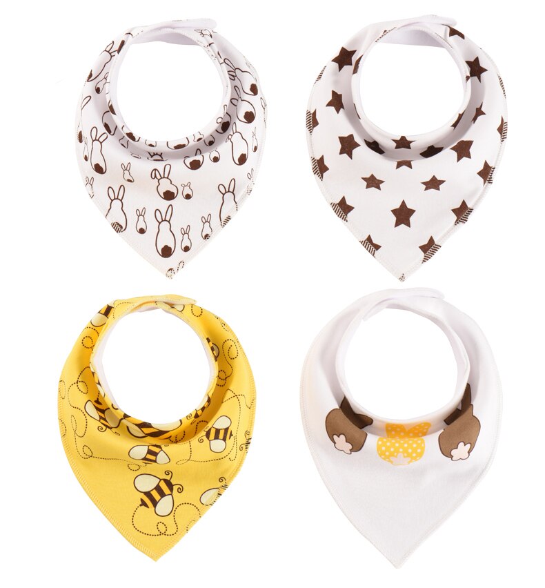 4 stycken haklappar för pojkar och flickor rapsdukar bandana haklappar babybandana vattentäta dribbla haklappshanddukar för spädbarn