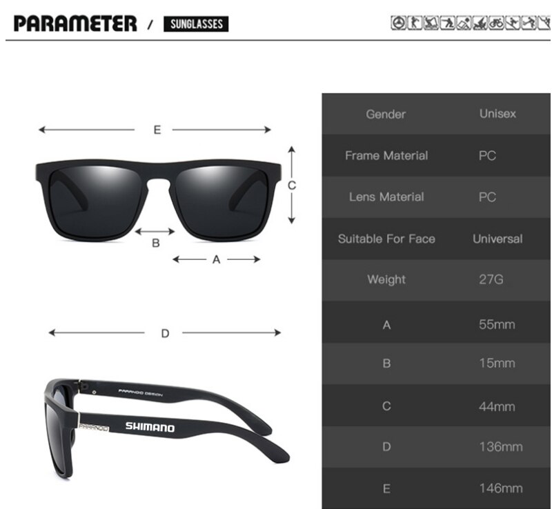 Shimano Sports Cycling Polarized Fishing Glasses Outdoor for Hiking Windproof Fishing Sunglasses Men's