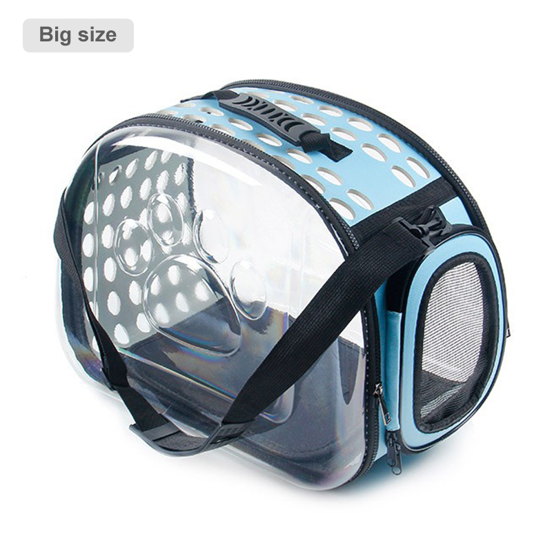 Transparent Pet Cat Dog Carrier Bag Space Capsule Foldable Breathable Pet Travel Bag Outdoor Backpack Travel Carrying Handbag: Blue B