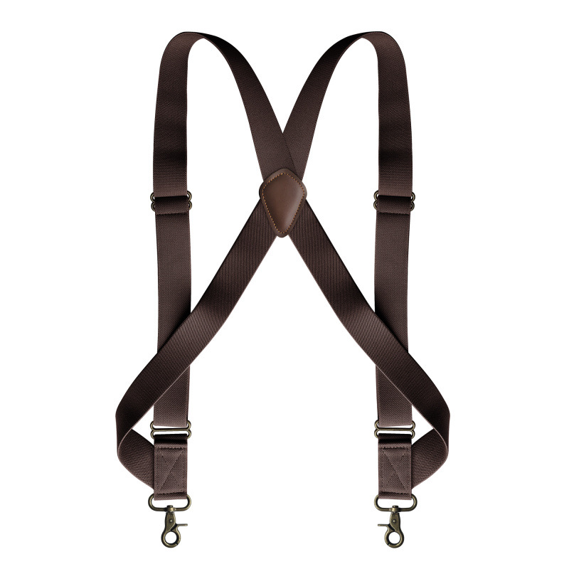 Deepeel 1Pc 3.5X125cm Mannen Jarretel X-Vormige Stretch Brede Bretels Werk Bretels Haak Gesp 2 Clips Bandjes man Jockstrap: Coffee