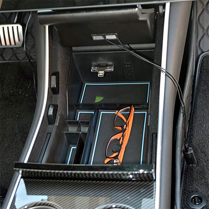 Compartimento central para coche, bandeja organizadora para Tesla Model 3, caja de reposabrazos para teléfono, soporte de gafas de sol de bolsillo, contenedor