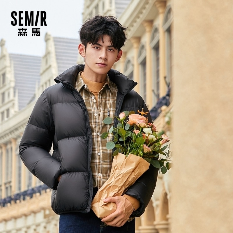 SEMIR Lightweight Down Jacket Men Short Winter Jacket Man Loose Brand Couple Thick Down Coat Clothes