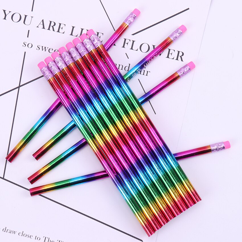 12PCS DIY Pencil HB Rainbow Pencil Wooden Pencil Stationery Items Drawing Supplies Cute Pencils School Office Stationery