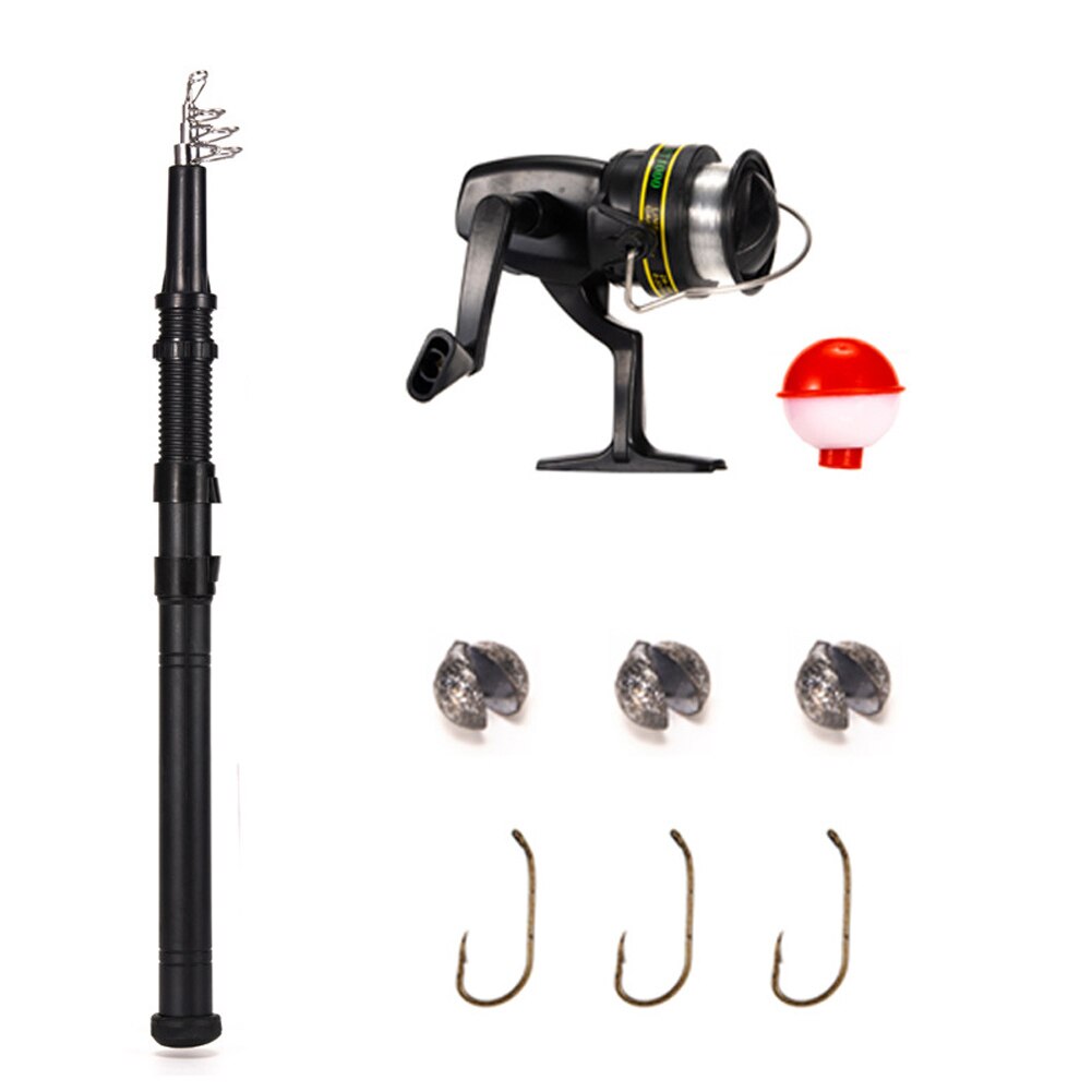 9/127 Pcs Fishing Rod Kit 1.6m Telescopic Pole Reel Portable Fishing Rod Box Set Hook Fishing Tackle Gear Accessories Set: 9pcs 1.6m