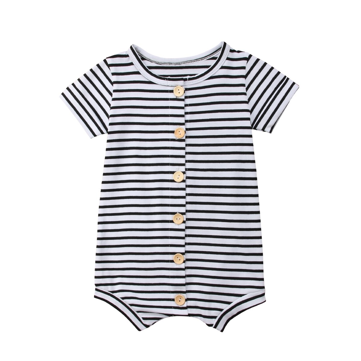 Baby Meisje Jongen Zomer Romper Jumpsuit Katoen Knop Korte Mouwen Gestreepte Rompertjes Sunsuit Baby Unisex Kleding 0-24 M