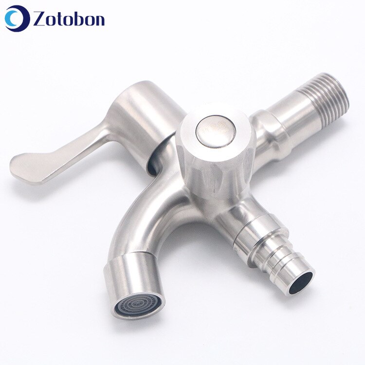ZOTOBON 1pc Multi-function Faucet Double Faucet Quick Open Single Cold Bibcocks Washing Machine Tap Bathroom Accessories H165