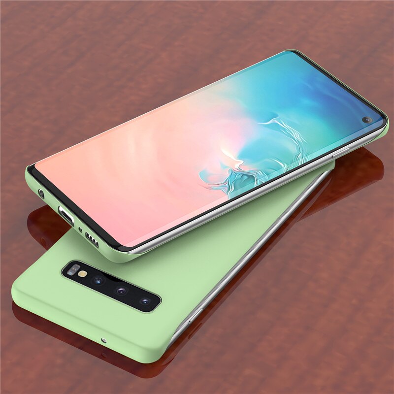 USLION Rahmenlose Telefon Fall Für Samsung Galaxy Note 10 Pro 9 S9 S10 Plus Candy Farbe Fall Ultra Slim Matte harte PC Zurück Abdeckung: For Samsung S10 / Grün