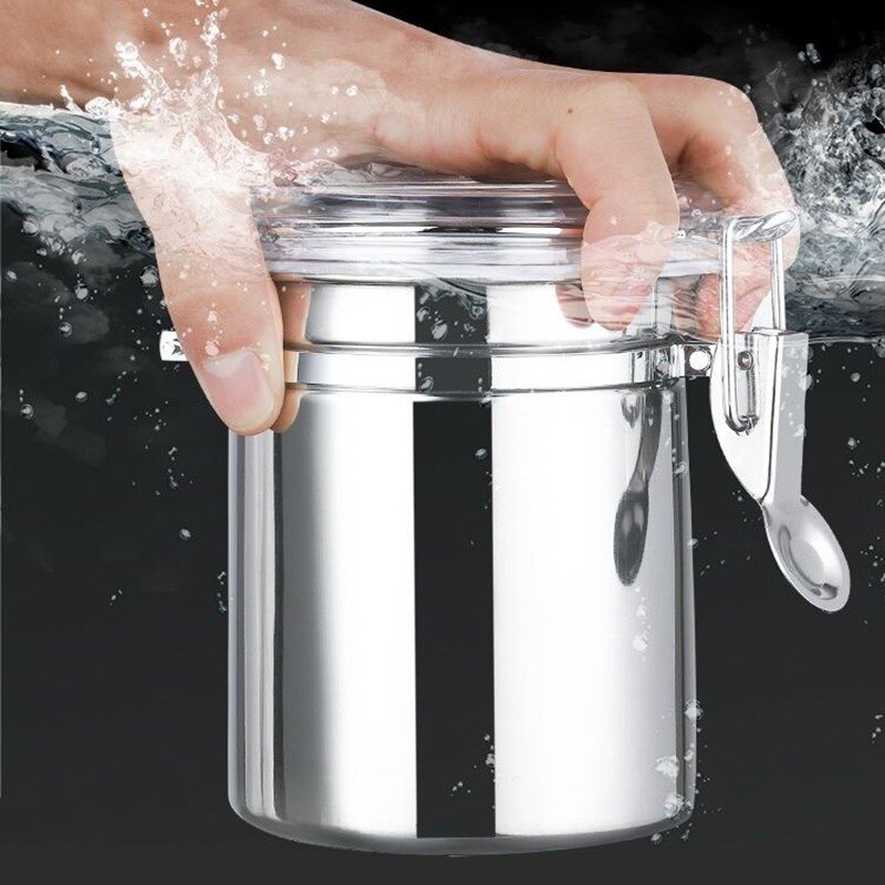 1.2/1.7L Coffee Canister With Scoop Airtight Coffee Container Stainless Steel Storage Canister Set For Coffee Beans Tea