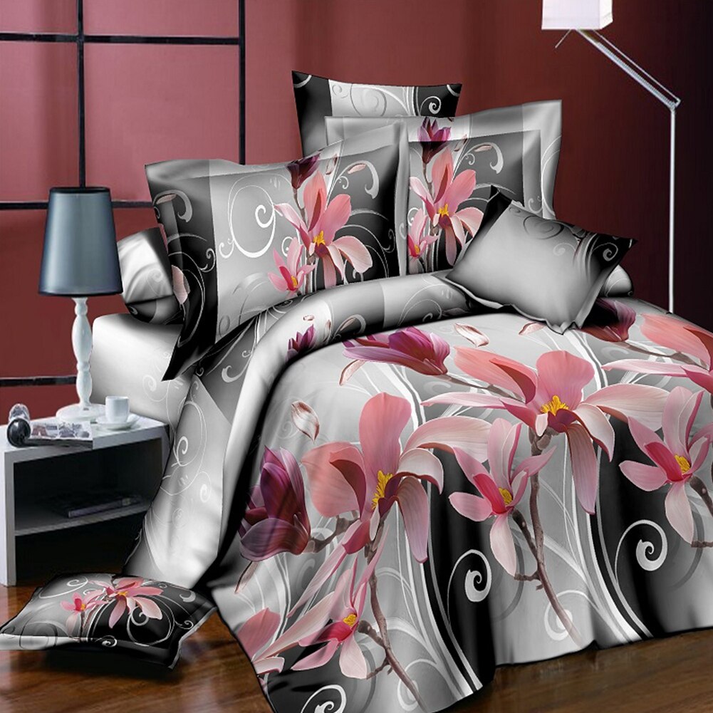 18 Stijlen Wit Rode Bloem 3D Beddengoed Set van Dekbedovertrek Kussensloop Set Bed Kleding Dekbedden Cover Queen Twin geen Quilt: Flower 3D012