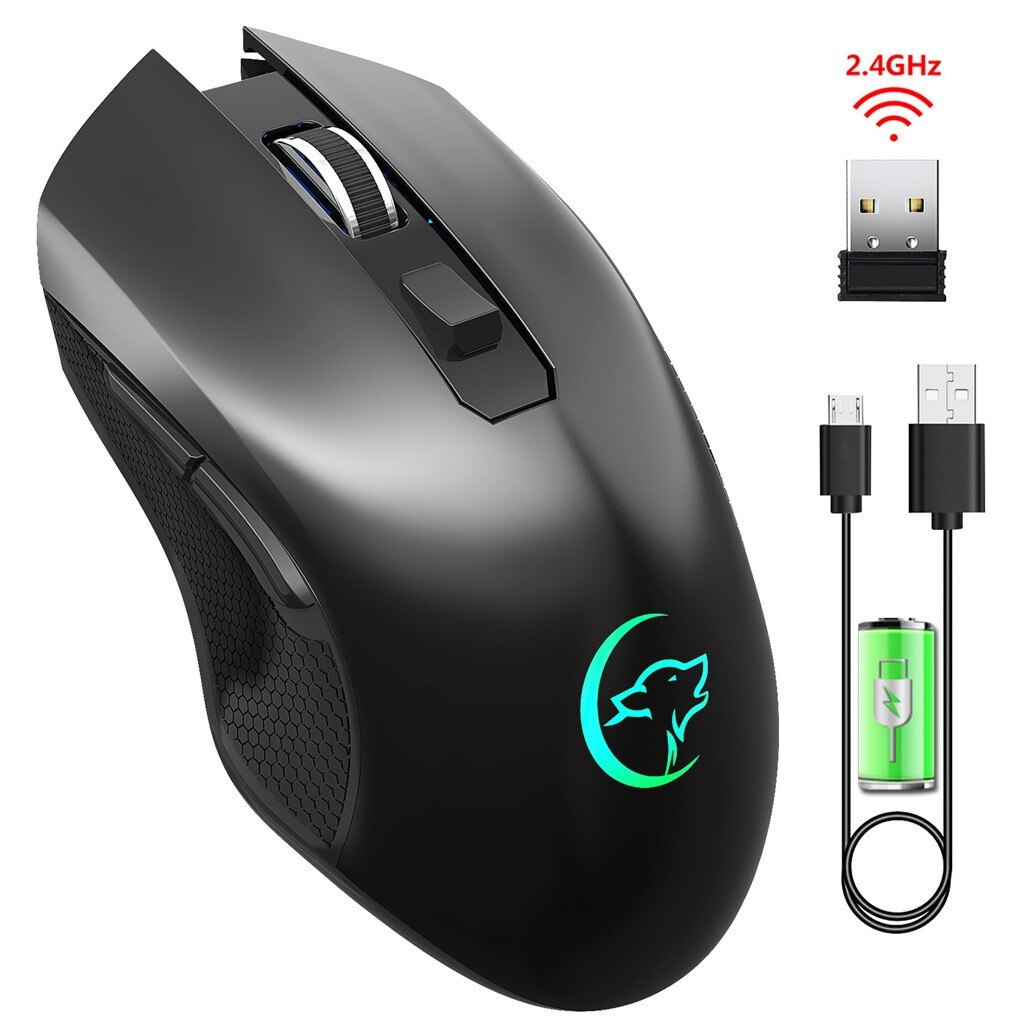 2.4G USB Wireless 6 Bottoni Mouse Variopinto di Illuminazione 3 Modalità 2400DPI Regolabile Ricaricabile Silenzioso Fare Clic Su Gaming Mouse Mause #71: Default Title