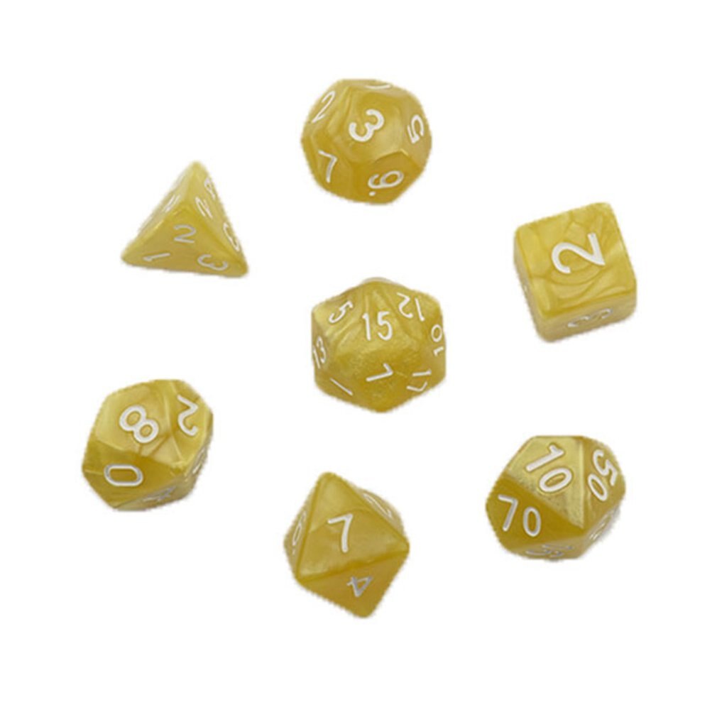 7pcs/set Games Gaming Dices Multi-sided Dices Desktop Game Accessories Multi Faceted Acrylic Dice Suit: Yellow