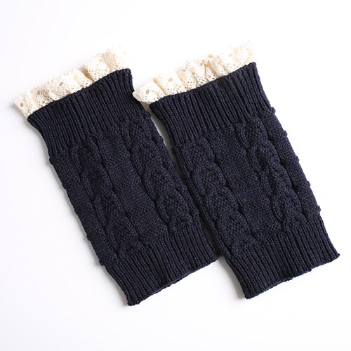 10 couleurs dentelle bottes chaussettes jambières pour les femmes tricot bottes poignets hiver court bottes couvre bottes chaudes guêtres: Bleu