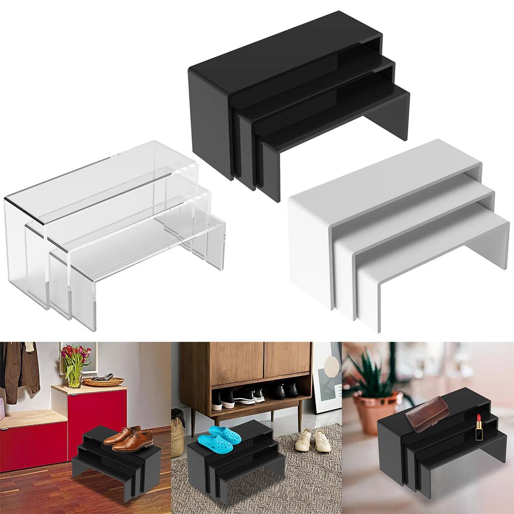 Soportes acrílicos de escalera, estante de exhibición escalonado, organizador de almacenamiento, de modelos para juguetes hechos a mano, coleccionables, figuras, coche, 3 piezas